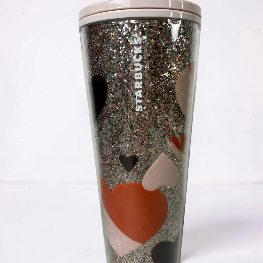 Starbucks 2021 Valentines Day Glitter Hearts Sequin Tumbler Venti 24oz Cold Cup